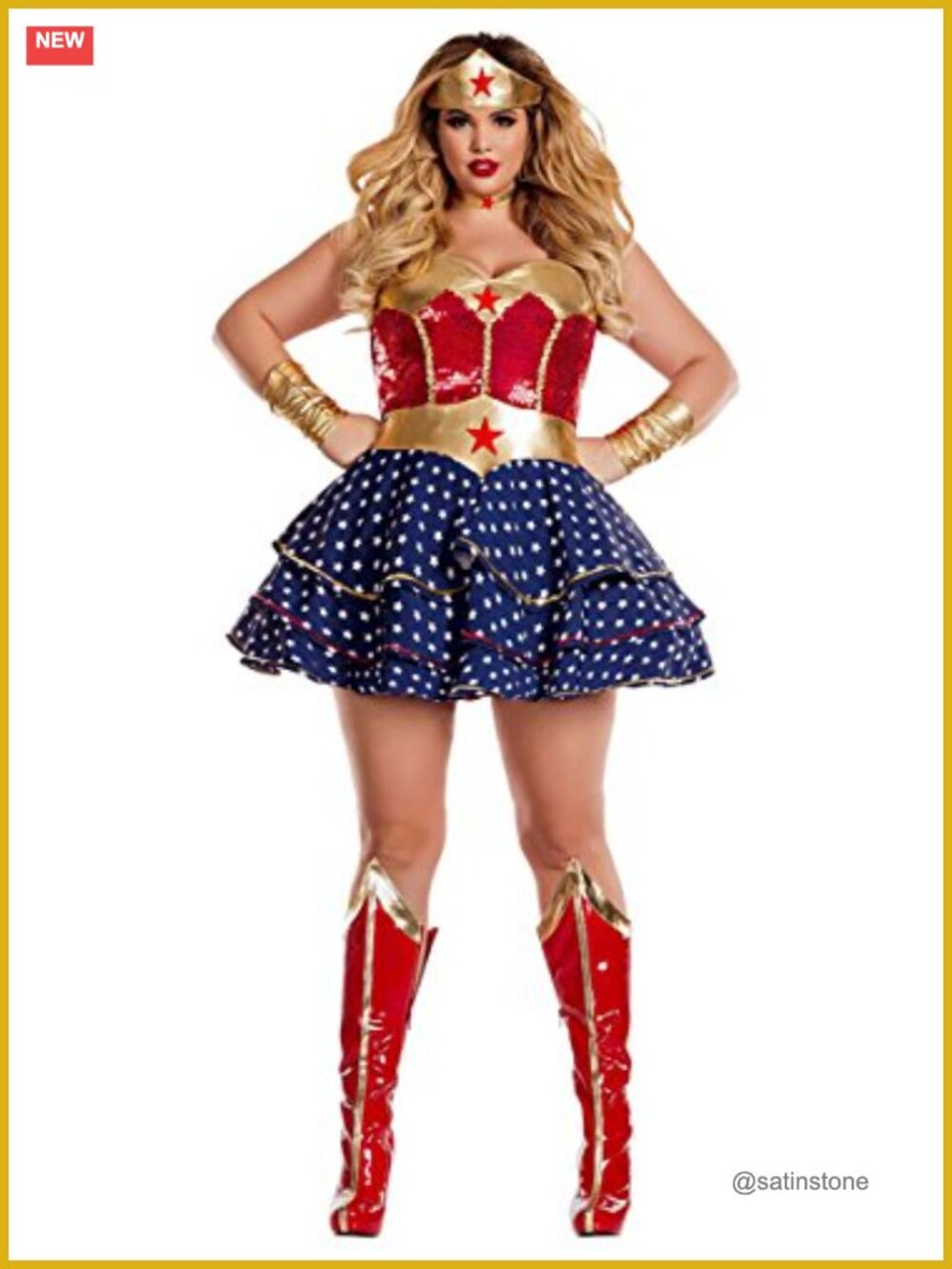 Plus Size Sweetheart Costume Dress Headpiece Wrist Cuffs Sequin Gold Lame Star